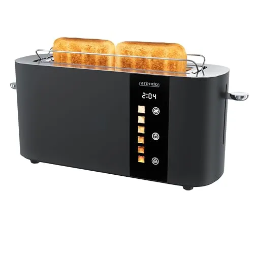 Arendo Edelstahl Toaster 2 Scheiben Langschlitz – Touchscreen und Brötchenaufsatz
