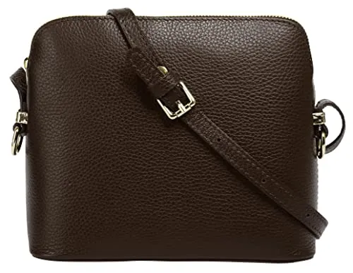 Cluty Umhängetasche Damen 021219 dunkelbraun – Elegante Lederhandtasche - Umhängetaschen für Damen: Stilvolle Cluty Leder Umhängetasche mit goldenen Details, ideal für jeden Anlass und perfekt für Kombinationen.