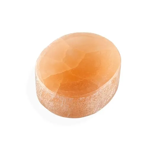 NKlaus Oranger Selenit Massage-Stein 4x3,5cm – Handschmeichler für Entspannung, Reiki, Chakra-Heilung & Energiearbeit, ideal für Meditation & Wellness
