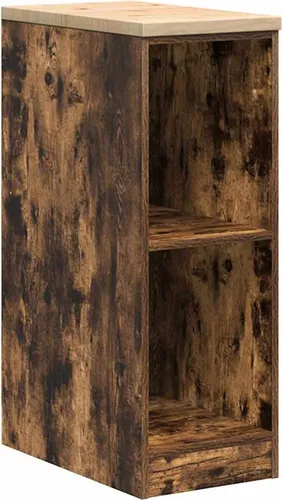 vidaXL Garagen-Aufbewahrungsschrank Räuchereiche Massivholz Kiefer - Gartenschränke für die perfekte Organisation: Mit 2 Ablagefächern und einer robusten Holzarbeitsplatte ist dieser Schrank ideal für Heimwerkerprojekte und bietet viel Stauraum.