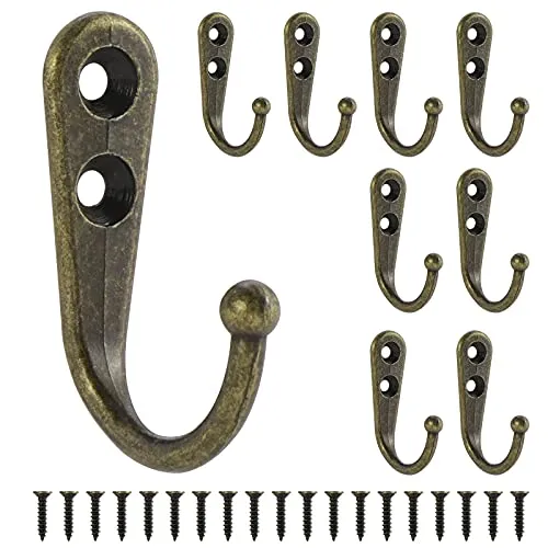 Kyrio 40 Stück Wandgarderobe Haken mit Schrauben, Bademantelhaken, Tassenhaken, Kleiderbügel, rustikale Haken für Tasche, Hut, Schlüssel, Rucksack, Tür, Schlafzimmer, Halter, Aufhänger (Bronze)