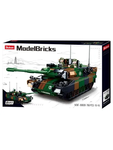 Sluban Army - Main Battle Tank Europe Bauset - Bauset mit 766 Bausteinen und 2 Minifiguren. Ideal für Kinder von 10-16 Jahren und fördert kreatives Spiel sowie Teamarbeit.
