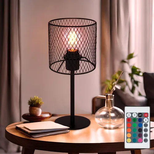 Dimmbar Tischlampe mit Fernbedienung - RGB Farbwechsel - Tischleuchten mit elegantem Metallgeflecht, dimmbar und mit Fernbedienung für stimmungsvolle Beleuchtung in 16 Farben. Ideal für Wohnzimmer oder Nachttisch.