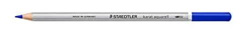 STAEDTLER aquarell Buntstifte karat aquarell, blau, wasservermalbare, weiche und farbintensive Mine, für unterschiedliche Trocken- und Nasstechniken, 6 Aquarellstifte im Kartonetui, 125-3