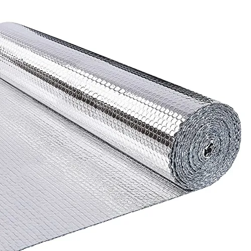 VOUNOT Isolierfolie Dämmfolie 10m x 122cm x 3mm, Doppelte Alu-Luftpolsterfolie Heizkörper Reflexionsfolie Thermofolie
