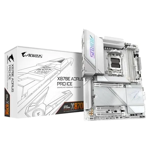 GIGABYTE X870E AORUS PRO ICE - ATX Mainboard Sockel AM5, für AMD RYZEN 7000/8000/9000 Serie, 256 GB RAM, inkl. bis zu 80€ Steam-Guthaben