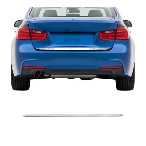 OMAC Zierleisten-Aufkleber Heckleiste für BMW 3er F30 (2012-2019) - Edelstahl-Zierleisten-Aufkleber, rostbeständig und kratzfest. Einfache Installation und Reinigung, perfekt passend für Ihr Fahrzeug. Maße: 111 cm x 4 cm.