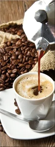 artissimo Glasbild 30x80cm - Kaffee hoch - Bilder für die Küche, modernes Glasbild mit beeindruckendem Motiv von Kaffebohnen, ideal für einen stilvollen Akzent in Ihrem Essbereich.