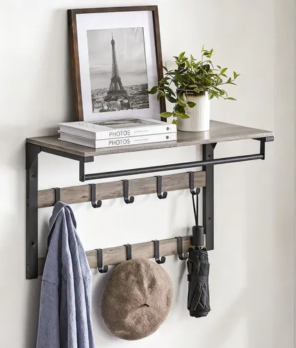 VASAGLE Wandgarderobe mit Kleiderstange B34LCR101B02 in grau von VASAGLE