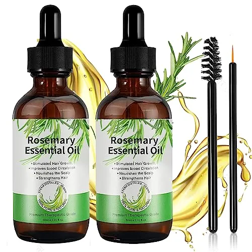 Rosmarinöl Haare, Rosmarinöl ätherisches öl für das Wachstum von Augenbrauen und Wimpern, Stimuliert das Haarwachstum, Stärkt das Haar, Nährt die Kopfhaut, für Frauen und Männer, 2 * 60 ml