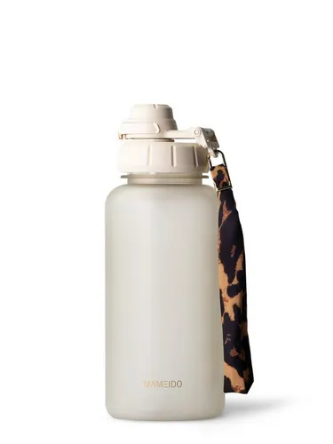 MAMEIDO Trinkflasche mit 2-in-1 Deckel, Zeitmarkierung in beige von MAMEIDO