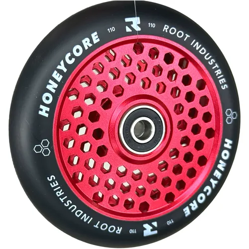 Root Industries Honeycore Stunt-Scooter Rolle 110mm Rot / PU Schwarz - Cityroller & Kickboards, extrem leicht mit nur 203 g pro Rolle und innovativer HollowCore-Technologie für maximale Stabilität und Geschwindigkeit.