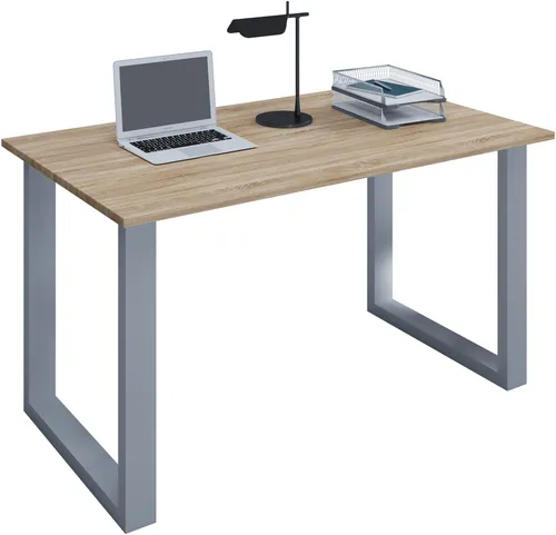 VCM Holz Schreibtisch Lona - Kinderschreibtische mit hochwertigem Metallfüßen und stabiler Arbeitsplatte in Holzstruktur-Nachbildung, ideal für kreative Lernumgebungen.