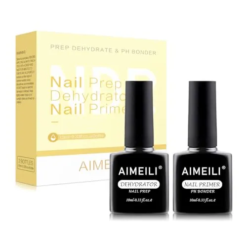 AIMEILI 2 x 10ml Dehydrator und Primer für Gelnägel Acrylpulver Gel Nagellack