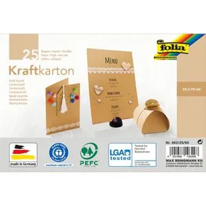 Folia Kraftpapier 692/25/98, 50 x 70cm, 230 g/m², braun, 25 Blatt