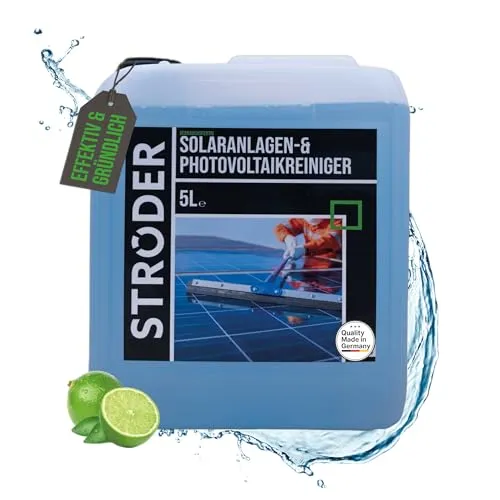 STRÖDER Photovoltaik Reiniger - 5-Liter Kanister für Solaranlagen - Reinigungsmittel für Photovoltaik und Solarpanelen, extrem ergiebig für bis zu 70m² Fläche, entfernt mühelos hartnäckige Verschmutzungen und sorgt für maximale Leistung Ihrer Anlagen.