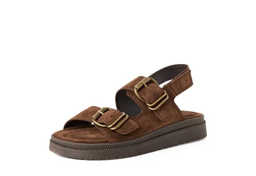 Tamaris Damen Sandalette mit Keilabsatz, braun, 38 EU - Moderne Sandalette mit 3 cm Keilabsatz, ideal für entspannte Sommertage. TOUCH-IT Komfort und flexible Klettverschlüsse sorgen für ein angenehmes Tragegefühl und einfaches An- und Ausziehen. Perfekt kombinierbar für jeden Look.