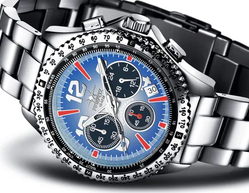 FIREFOX FFS15 Armband Herrenuhr Chronograph Faltschließe blau 10 ATM wasserdicht