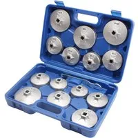 CCLIFE 15 tlg Alu Ölfilterkappen Satz - Ölfilterschlüssel Set mit 14 verschiedenen Größen für alle gängigen Autos. Hergestellt aus hochwertigem Aluminium, korrosionsbeständig und langlebig, ideal für sicheres Lösen und Festziehen von Ölfiltern.