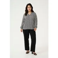 Langarm-Bluse Regular fit Black/Moonstruck Retro Print black darkgrey