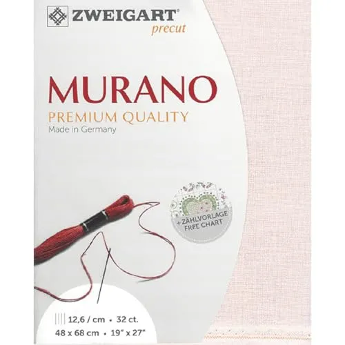 Produktbild Zweigart Zählstoff MURANO Precut 32 ct. 3984 Farbe 4115 blass rosa, Handarbeitsstoff für Stickerei 48x68 cm