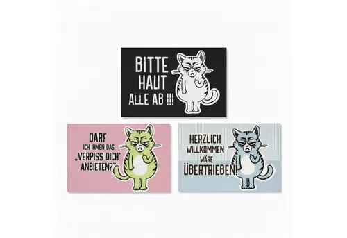 HAC24 Fußmatte Schmutzfangmatte Türmatte Fußmatte Rutschfest Fußabtreter Matte, Rechkteckig, Miesekatze, 60x40 cm, mit Katzenmotiv und Spruch