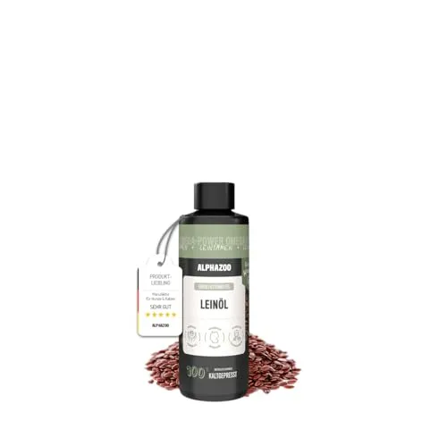 alphazoo Premium Leinöl für Hunde 100 ml – Kaltgepresstes Omega‑3 & Omega‑6 Hundefettöl zur Fellpflege & Verdauungsförderung