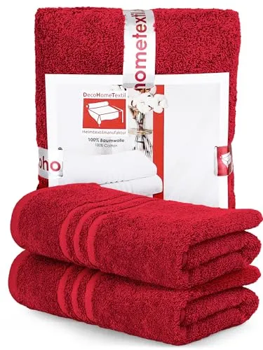 DecoHomeTextil Handtuch-Set 2 Handtücher 50 x 100 cm in Bordeauxrot aus 100% Baumwolle, hochwertig, kuschelweich und saugstark