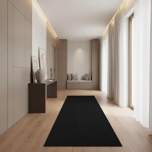 Jimri Moderner Teppich Wohnzimmer – Weich Strapazierfähig & Pflegeleicht – Anthrazit-schwarz, Rund & Rechteckig – Hochwertige Verarbeitung – OEKO-TEX Zertifiziert – Anthrazit-schwarz, Läufer 80x250 cm