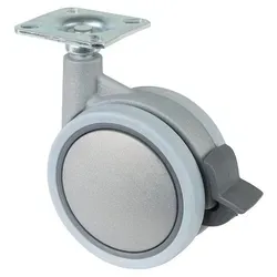 BS-R Kunststoff-Doppelrolle Ø 75 mm grau, mit Platte m. Festst