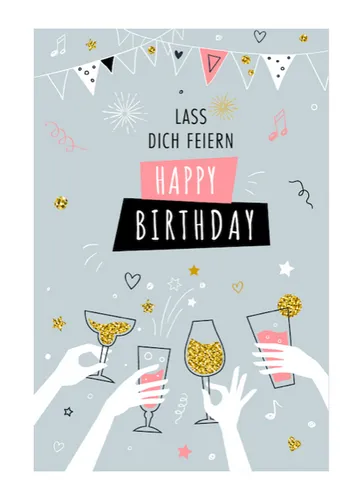 Premium Geburtstagskarte Happy Birthday 18x12cm mit Umschlag 1