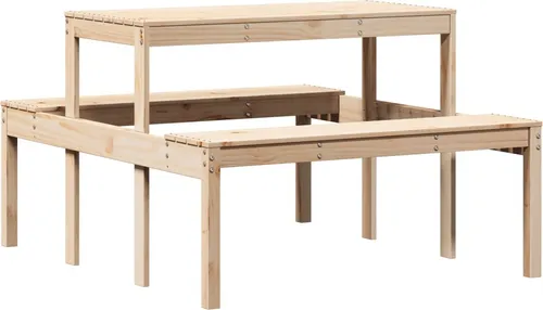vidaXL Picknicktisch aus massivem Kiefernholz - Esstisch für Garten und Terrasse, robustes Latten-Design verhindert Wasseransammlungen und sorgt für eine rustikale Optik.