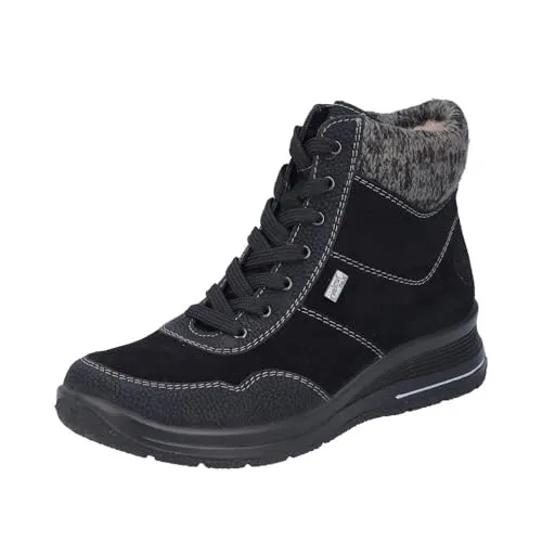 Rieker Damen L7710 Schnürstiefel - Schwarz, 39 EU - Wanderschuhe mit RiekerTEX für optimalen Nässe- und Kälteschutz, atmungsaktiv und mit flexiblem, rutschhemmendem Profil. Hoher Tragekomfort dank besonderer Rieker Passform.