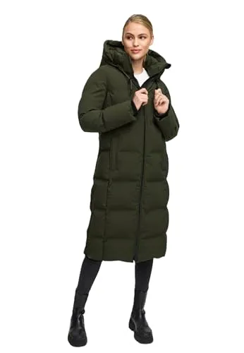MARIKOO Damen Wintermantel N102 - gesteppt, abnehmbare Kapuze, winddicht - DarkOlive 5XL - Funktionsjacken mit hochwertigem 100% Polyester bieten optimalen Schutz und Komfort bei winterlichen Temperaturen. Die abnehmbare Kapuze und praktische Taschenlösungen machen ihn zum perfekten Begleiter.
