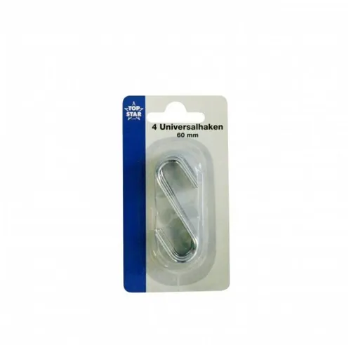 axentia Doppelhaken Universalhaken, 6 cm, 4 Stück, verchromt 702910, (1-St)