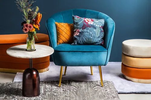 Kayoom Sessel Loulan 125, edler Cocktail-Sessel mit Samtbezug - Einzelsessel mit gepolsterter Sitzfläche und eleganter gesteppter Rückenlehne, ideal für gemütliche Abende in der Cocktaillounge.