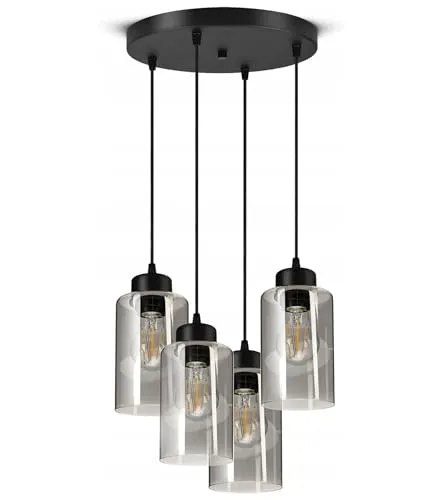 FKL DESIGN Home Deco Deckenlampe Schwarz 4-flammig E27 - Deckenleuchte mit elegantem Design, ideal für Wohnzimmer, Schlafzimmer oder Esszimmer. Flexibel mit E27 Fassungen für verschiedene Leuchtmittel, dimmbar und ein echter Eyecatcher!