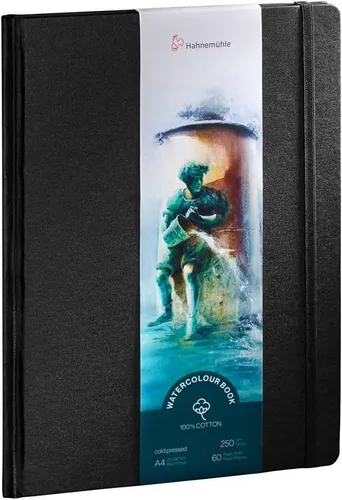 Hahnemühle Watercolour Book 100% Cotton - Aquarellbuch A4 - Druckerpapiere: 30 Blatt, 250g/m² starkes, mattes Papier, ideal für alle Aquarelltechniken, perfekt für kreative Projekte.