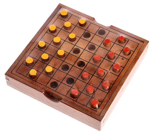 Brettspiel, Gesellschaftsspiel aus Holz - Checkers - 3*14*14 cm