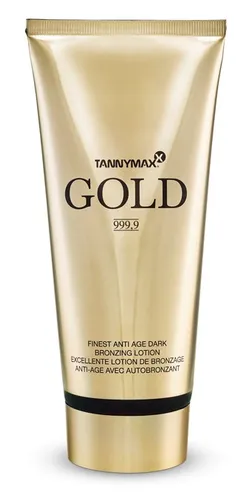 Tannymaxx Gold Finest Anti Age Dark Bronzing Lotion - Körperselbstbräuner mit Anti-Aging-Effekt, enthält Hysilk-Hyaluron und Jojobaöl für eine gleichmäßige, beruhigende Bräune und gepflegte Haut.