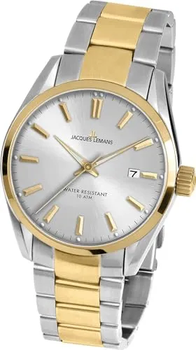 JACQUES LEMANS Herren Analog Quarz Uhr 1-1859J - Armbanduhren für Herren, elegante Edelstahl-Uhr in Silber, perfekt für jeden Anlass und ideal als Geschenk in stilvoller Verpackung.