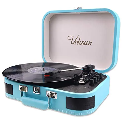 Voksun Plattenspieler - Bluetooth Turntable mit Lautsprechern - Plattenspieler mit Bluetooth 5.0, Riemenantrieb und MP3-Funktion. Ideal für Vinyl-Liebhaber, die modernes Design und vielseitige Anschlussmöglichkeiten schätzen.