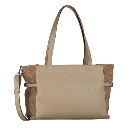Gabor Noelle Damen Shopper Umhängetasche - Mittelgroße Umhängetasche in Beige mit Reißverschluss, perfekt für stilvolle Outfits und das gewisse Extra in der Herbst/Winter-Saison.
