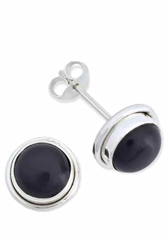 Ohrstecker 925 Silber Onyx schwarzer Stein Edelstein Ohrringe echt Silber Damen Sterling Silber Stecker Geschenk(MOS-043-03)