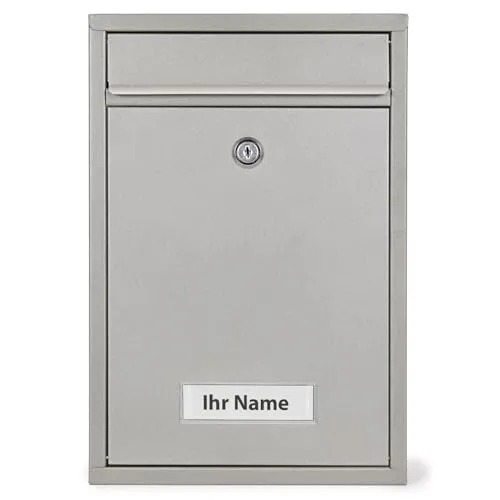 Verda Briefkasten mit Glitzer (32x21,5x8,5cm) Postkasten Wandbriefkasten Graues Aluminium Post Namensschild mit Schloss Wandmontage SN3664-4