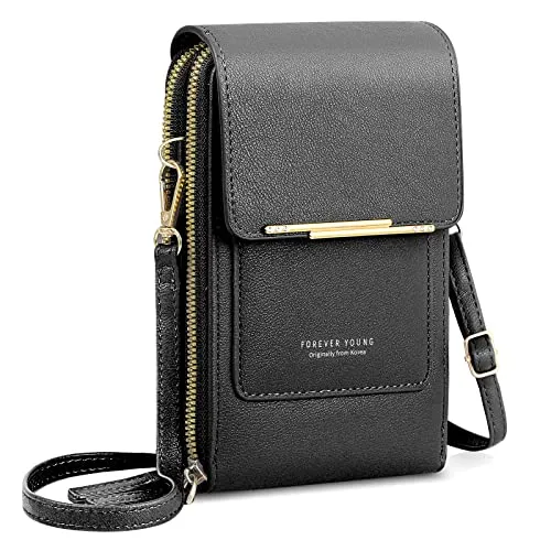 AIFILLE Handytasche mit Geldbörse zum Umhängen in Schwarz – Praktische Crossbody Bag für Damen