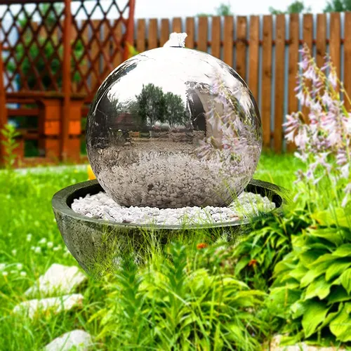 Köhko 50 cm Kugelbrunnen 21009 aus Edelstahl - Brunnenzubehör & Kaskadenzubehör - Hochwertiger Edelstahlbrunnen mit LED-Beleuchtung, ideal als Blickfang für Garten, Terrasse oder Wohnzimmer.