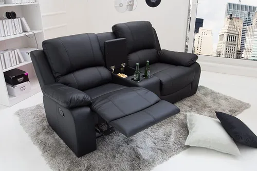 Riess-Ambiente TV-Sessel HOLLYWOOD 190cm schwarz - Fernsehsessel mit modernem Design, ausgestattet mit einem praktischen Getränkehalter für entspanntes Fernsehen. Ideal für dein Wohnzimmer!