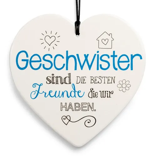 SIKORA Dekoobjekt Geschenk Herz aus weißem Steingut mit liebevollen Botschaften