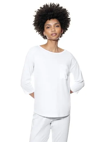 Mey Nachtwäsche Serie Malea Damen Homewear-Oberteile Weiß S(38) - Erleben Sie höchsten Tragekomfort mit diesem eleganten Pyjama-Oberteil aus 100% Bio-Baumwolle. Legere Passform und hochwertige Verarbeitung für entspannte Nächte und gemütliche Tage.